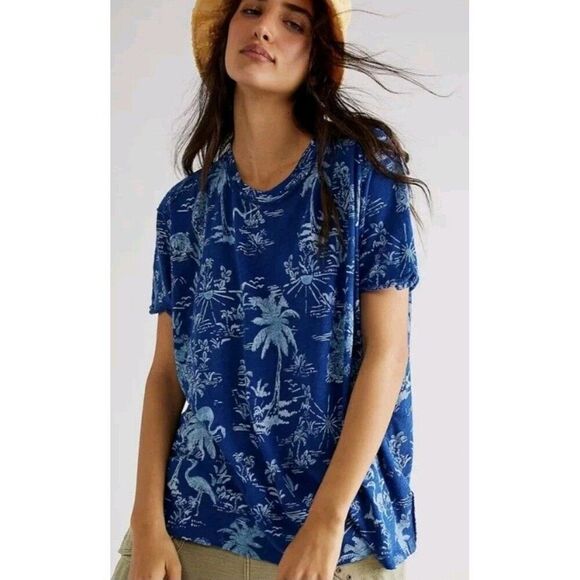 We The Free Bali Backpacker Knit T-Shirt Berry Combo Size Medium Linen Blend - Picture 1 of 7